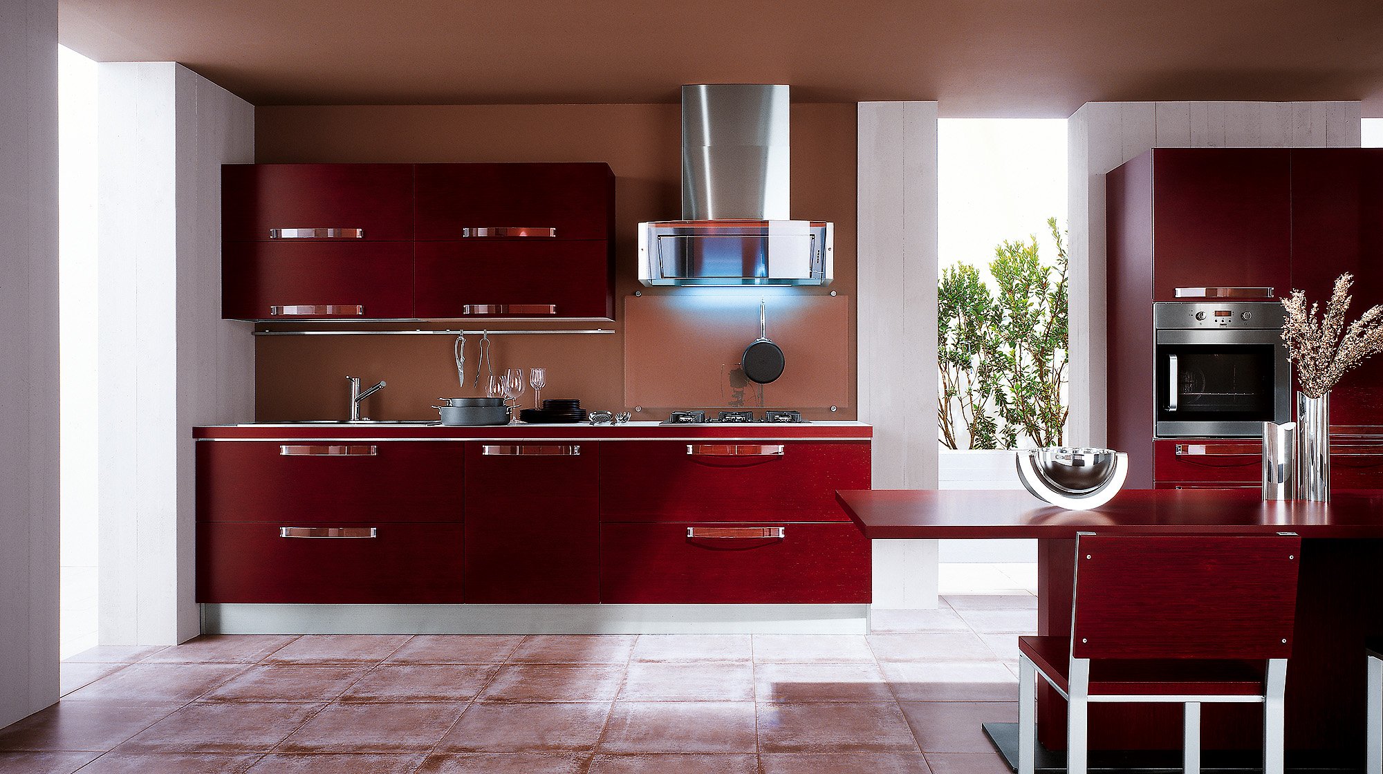 Бордовая кухня в интерьере: фото готовых дизайн-проектов интерьера, кухонные гарнитуры цвета бордо, обои