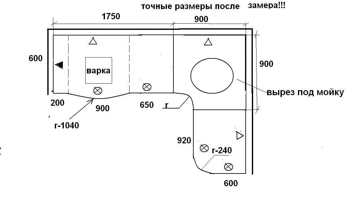 Схема раковины на кухне с наименованием деталей