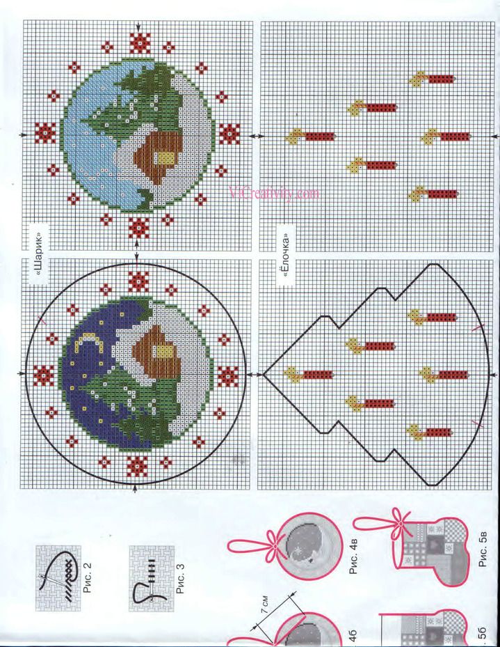 Схемы вышитые елочные игрушки схемы