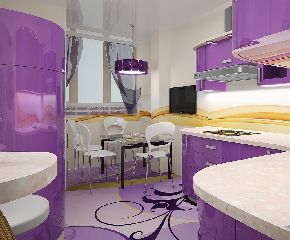 Дизайн кухни в сиреневом цвете фото - дизайн интерьеров, фото журнал remontgood.ru