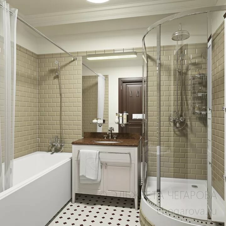 Фото ванной комнаты с ванной и душевой кабиной фото