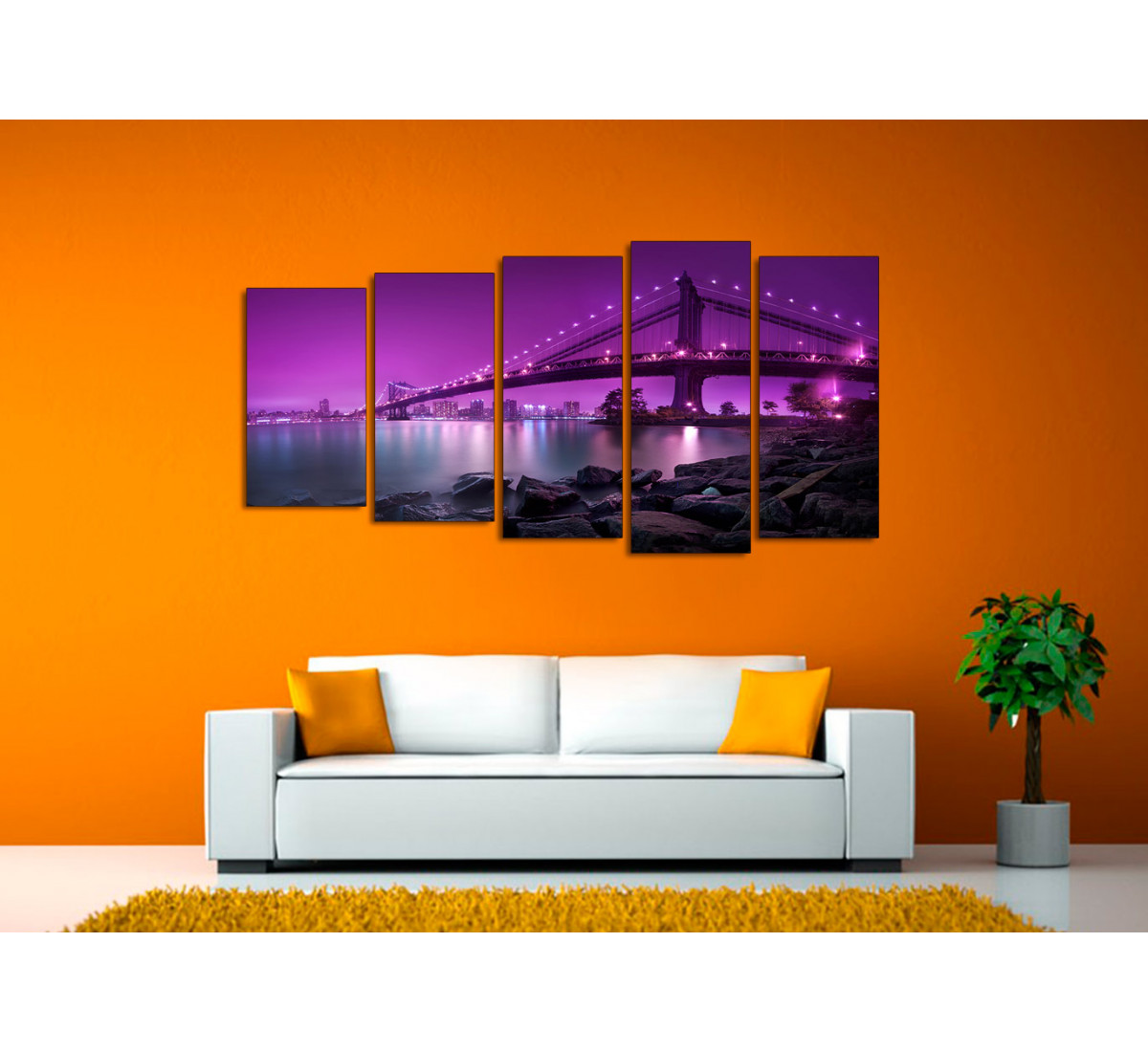 Картины в интерьере гостиной в современном стиле: в рамке на стене, над диваном, три картины в одном стиле - 35 фото