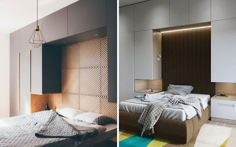 Вешаем шкаф над кроватью - разновидность дизайна и как обыграть этот момент