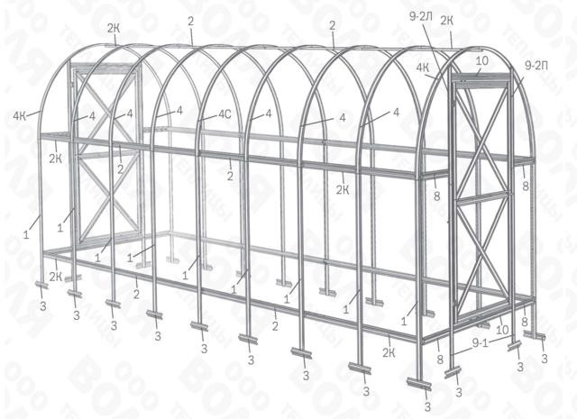 Каркас теплицы сборной