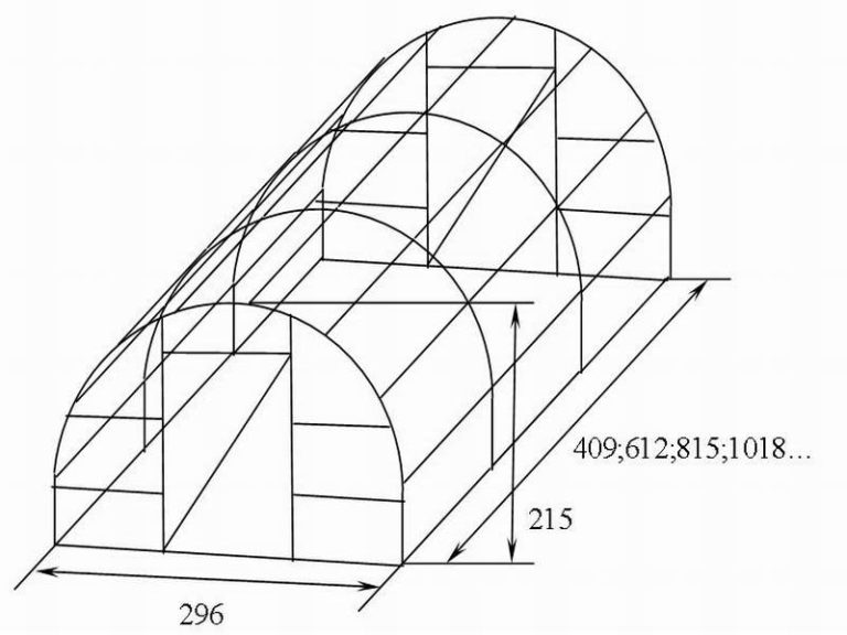 Размеры арочной теплицы из поликарбоната чертеж