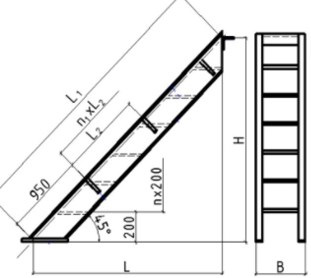 Схема металлической лестницы
