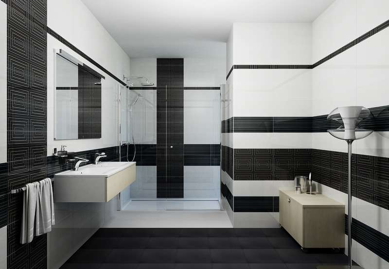 Дизайн черно-белой ванной комнаты + 75 фото
