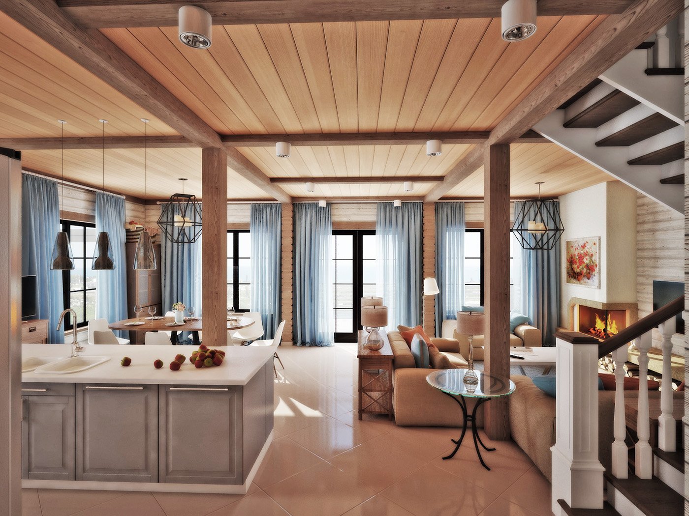 Дизайн внутри деревянного дома из бруса: идеи и 60 фото из реальных проектов