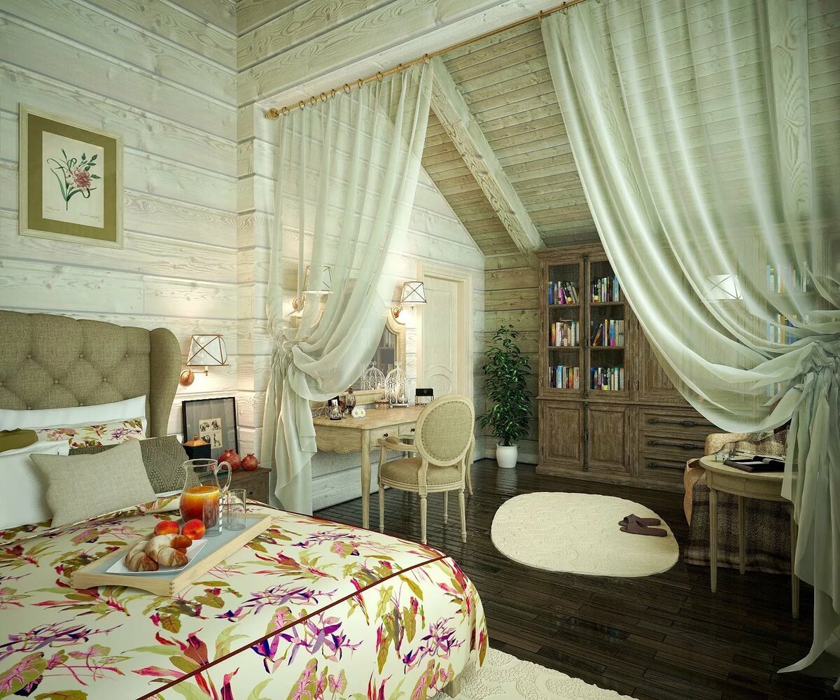 комнаты в стиле прованс в деревянном доме