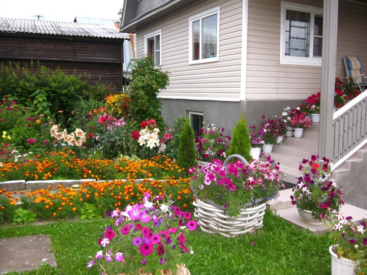 Ландшафтный дизайн клумбы: особенности оформления цветника своими руками на участке около дома, на даче, перед частным домом