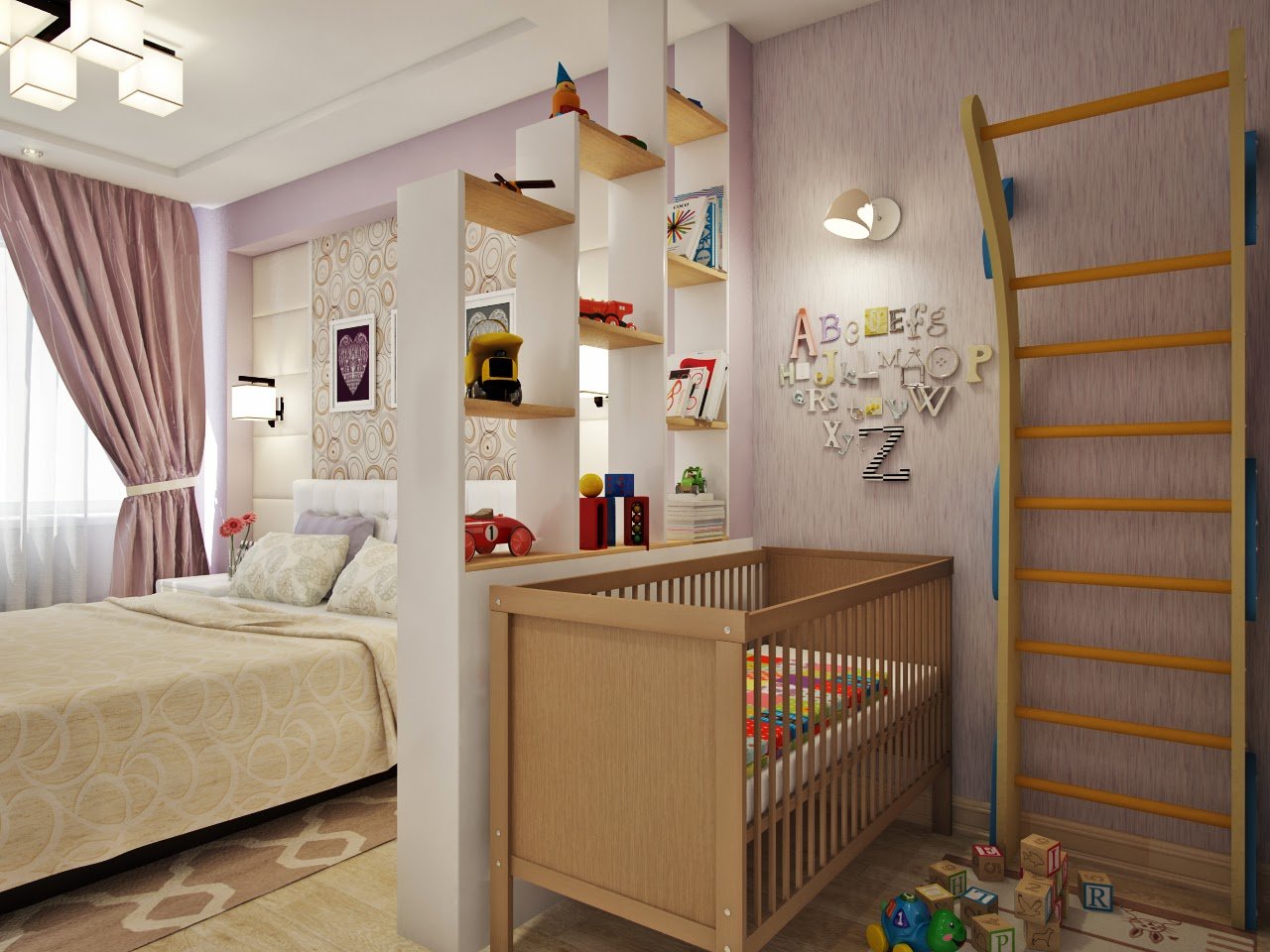 Спальня с детской кроваткой: идеи дизайна, фото и варианты планировки