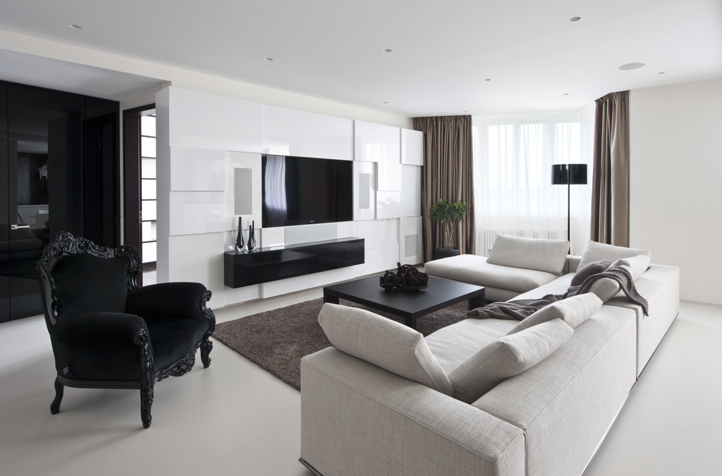 Черно-белая гостиная – эксклюзивная палитра для любого стиля