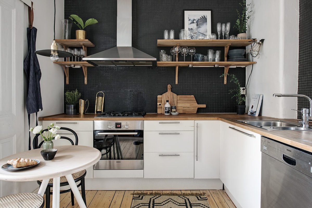Дизайн кухни без верхних шкафов: фото примеры, особенности планировки