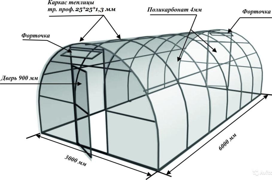 Размеры теплиц из поликарбоната – форма + размер