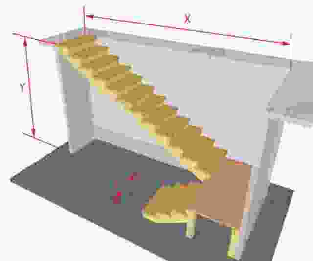 3d расчет металлической лестницы с поворотом 180 градусов