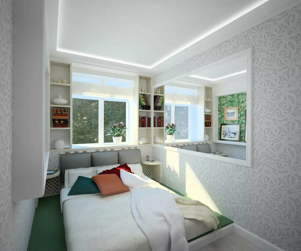 Спальня 9 кв. м. — 80 фото идей планировки, зонирования и дизайна в маленькой спальне