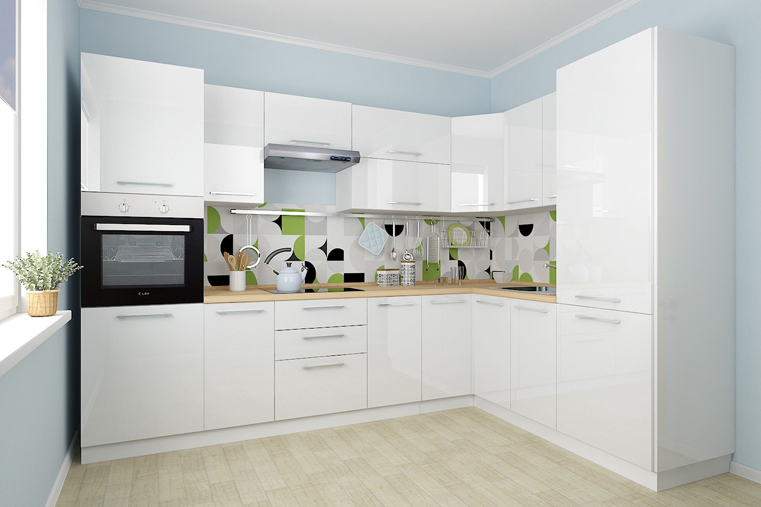 Белая глянцевая кухня: дизайн в современном стиле, фасады гарнитура и отделка | дизайн и фото