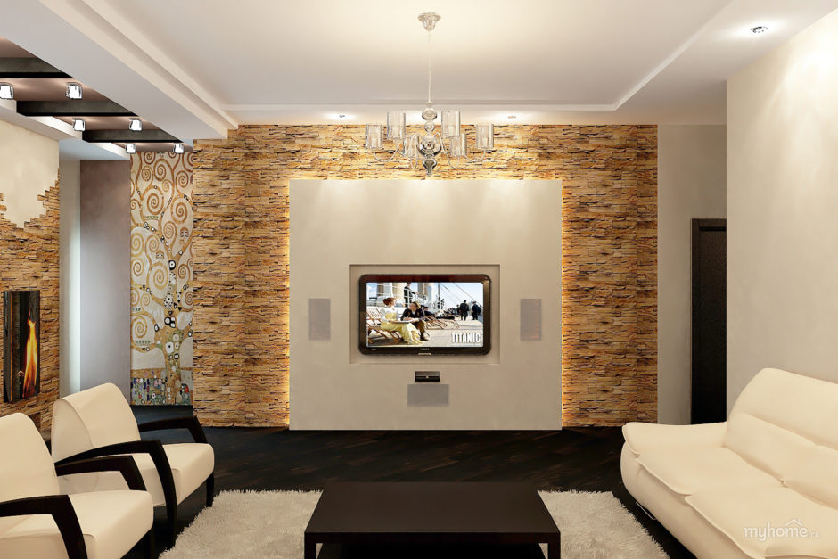 Дизайн стен в гостиной: правила отделки и декорирования. Фото примеров