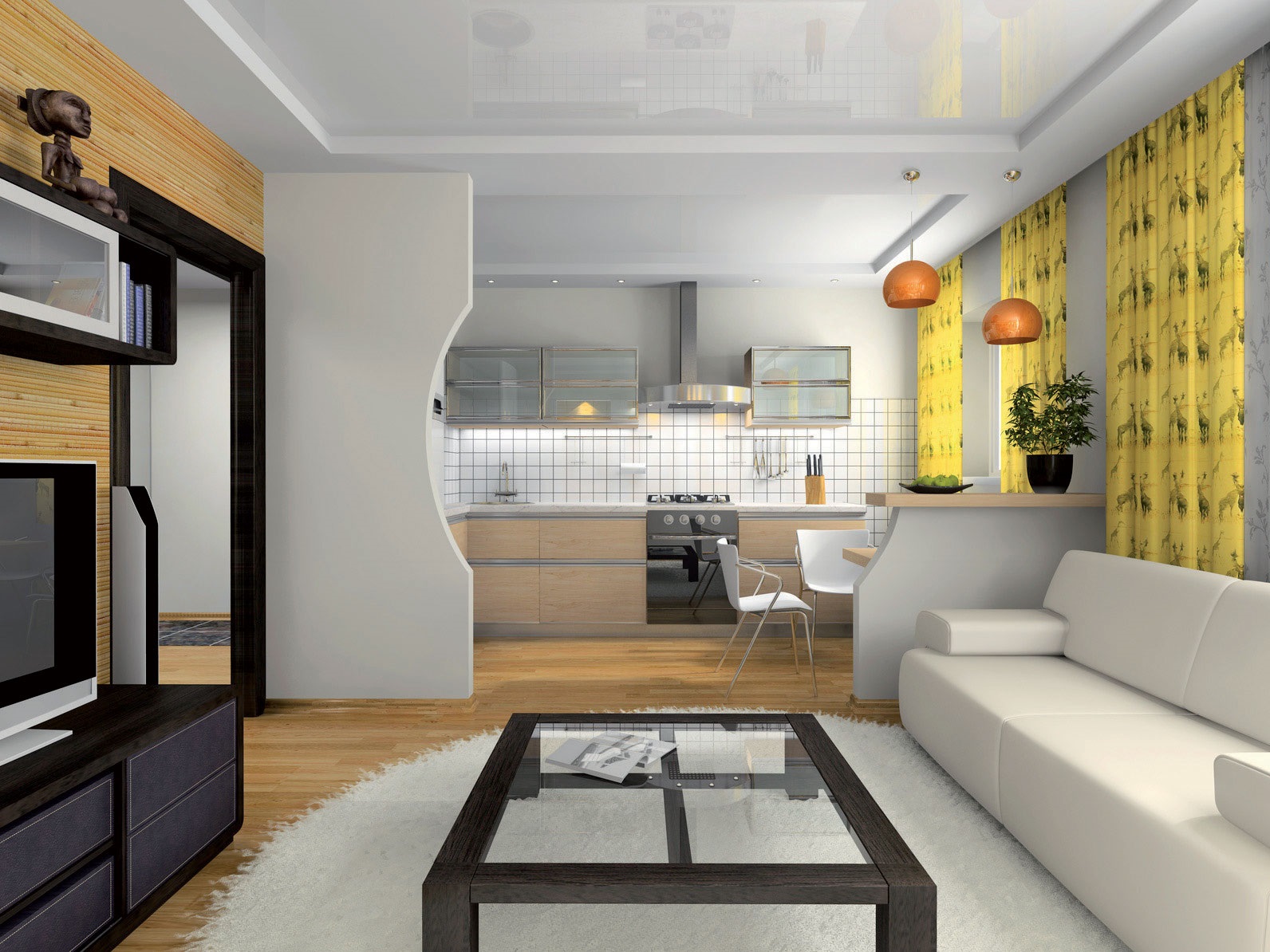 Дизайн кухни гостиной 17 кв. м с зонированием (50 фото)