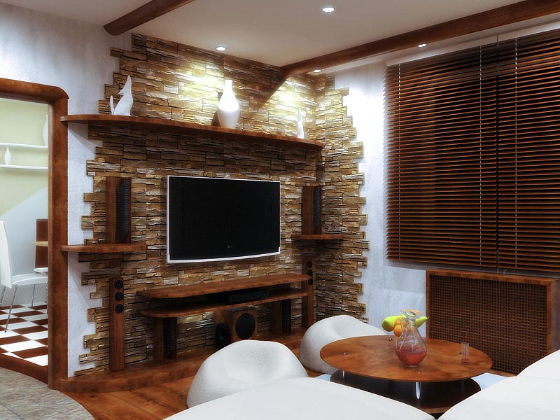 Облицовка стен декоративным натуральным и искусственным камнем в квартире и доме