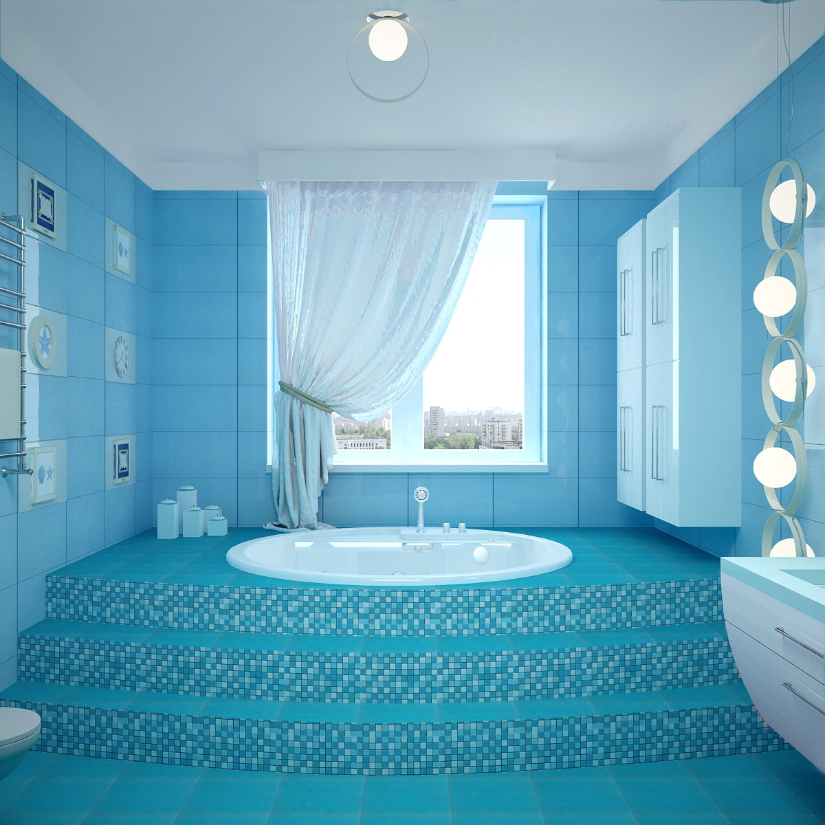Синяя ванная комната: 75 идей дизайна (фото)