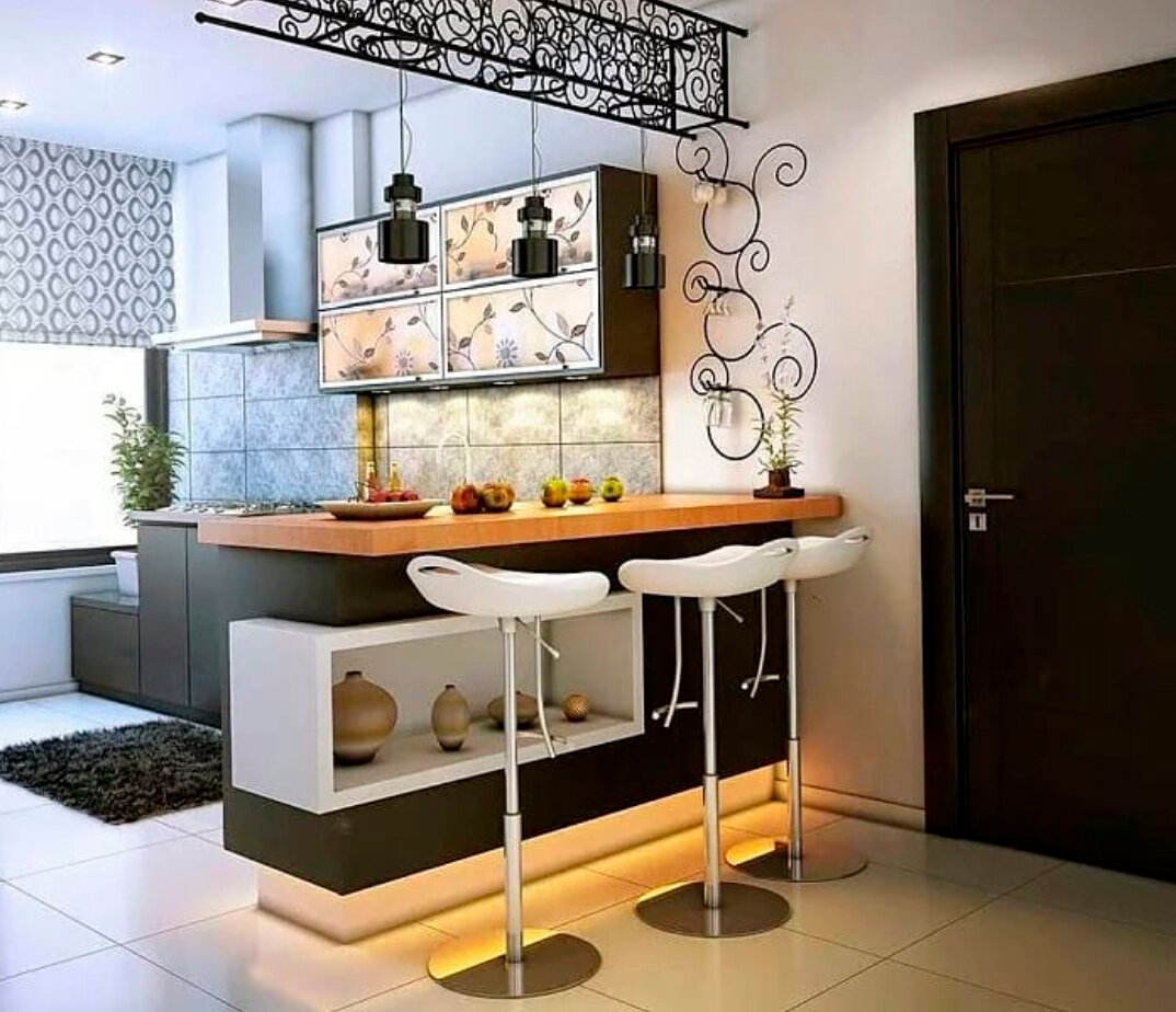 Барная стойка на кухне-гостиной: 100 фото идей дизайна интерьера