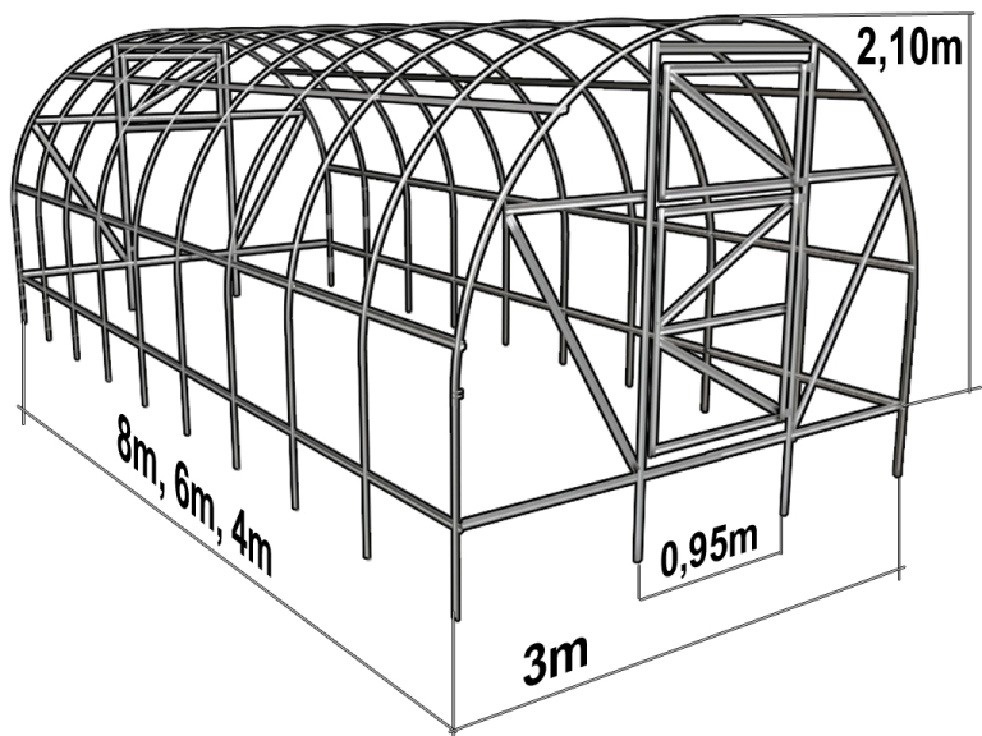 Размеры теплицы из поликарбоната: схемы и чертежи теплиц с фото, 3х6 и 3х4, стандартной ширины, нестандартные габариты, оптимальные
