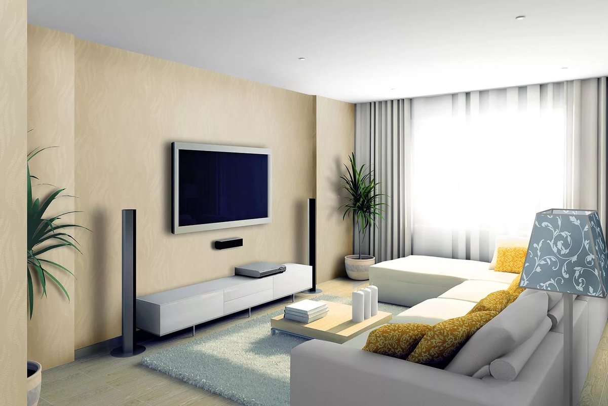 Телевизор в гостиной - реальные примеры удобного размещения телевизора (130 фото)