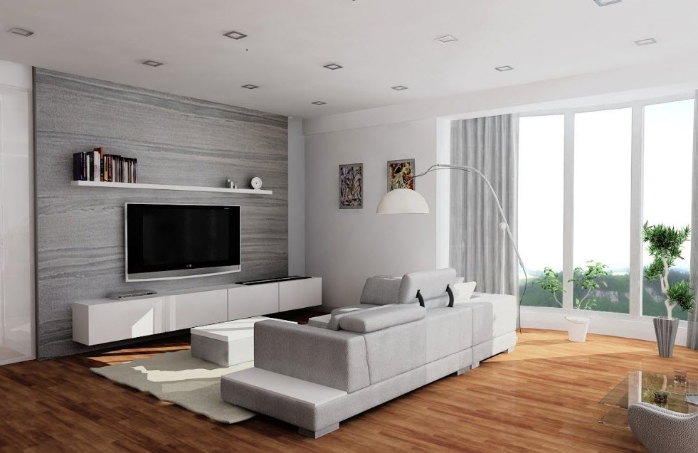 Белая гостиная в современном стиле с мебелью: дизайн 
 - 28 фото