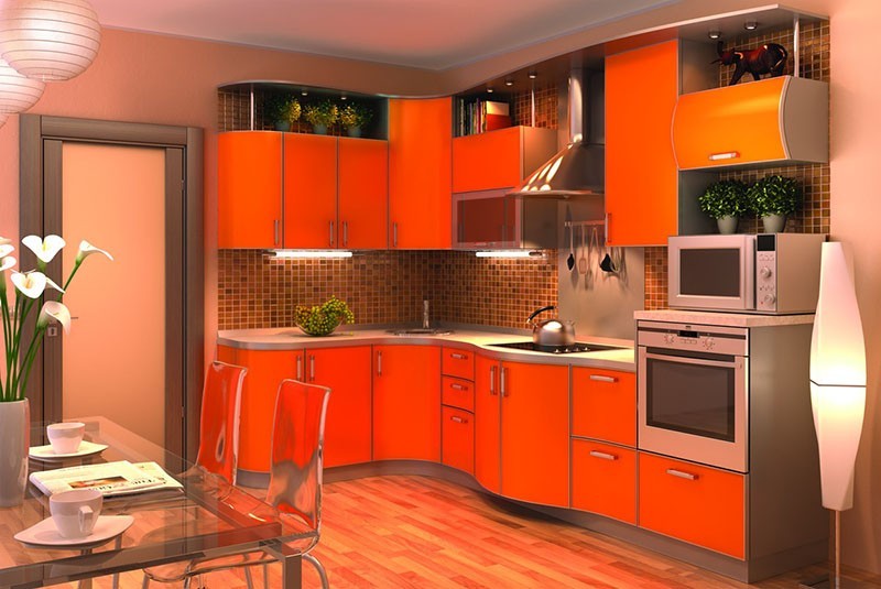 Оранжевая кухня: примеры интерьеров