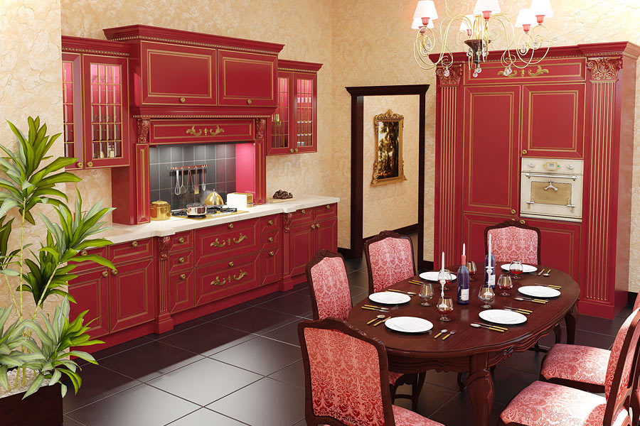 Бордовый цвет в интерьере кухни - разъясняем развернуто