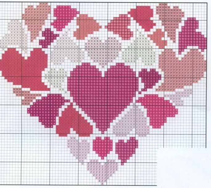 Схема вышивки крестом сердца: сердечки как вышивать крестиком, вышитый вальс и наборы, меланжевые цветы