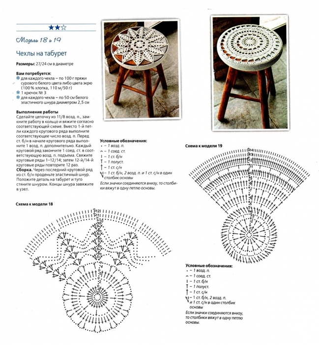 Крючком вязание табуретки схема