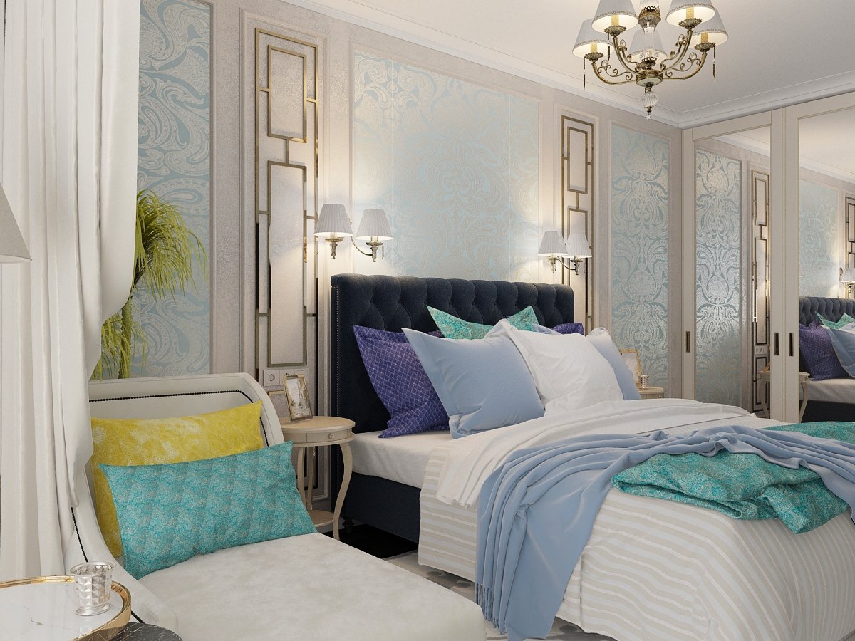 Синяя спальня — безупречное сочетание идеального цвета в интерьере спальни (188 фото)