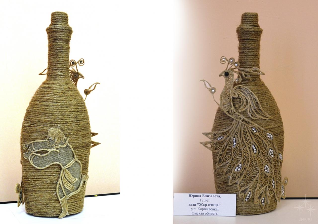 Декор бутылки: украшение шпагатом, лентами, декорирование вазы из джута своими руками, как задекорировать и оплести