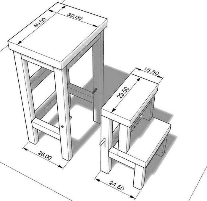 Табурет из дерева чертеж