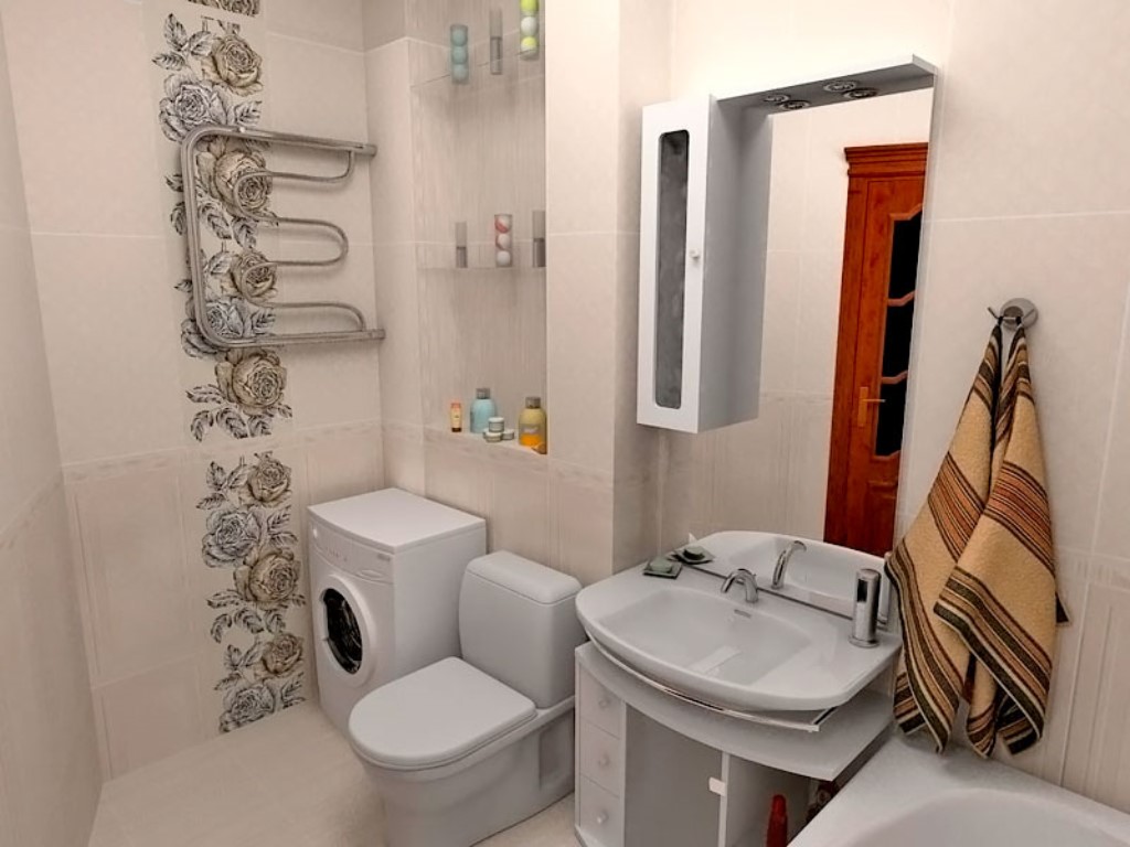 Дизайн красивой ванной комнаты с туалетом