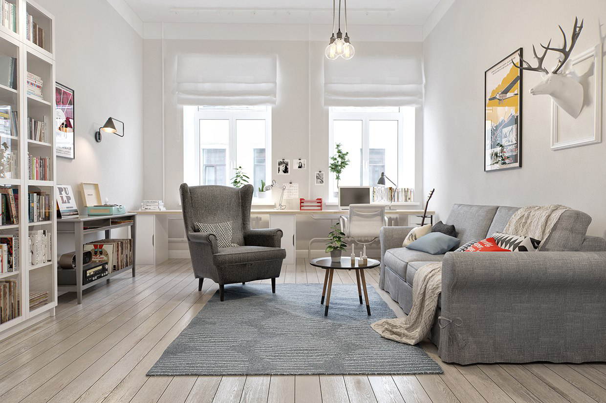 Гостиная в скандинавском стиле: особенности выбора материалов для оформления, мебели и декора - 43 фото