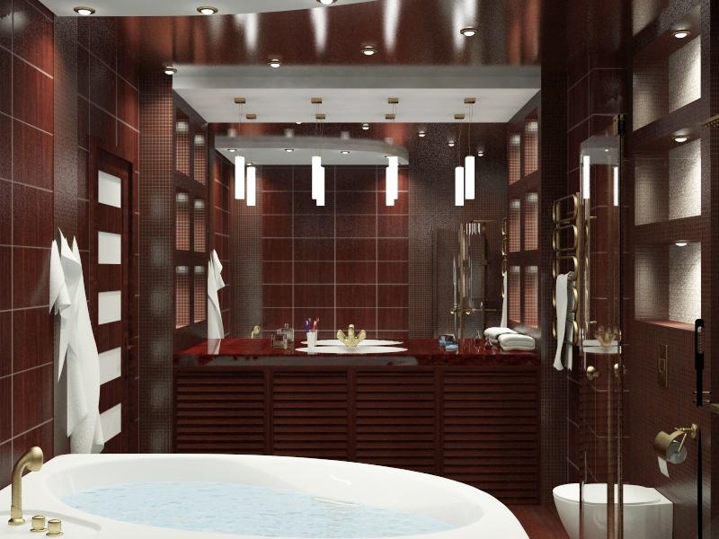 Коричневая ванная комната: дизайн на 75 фото