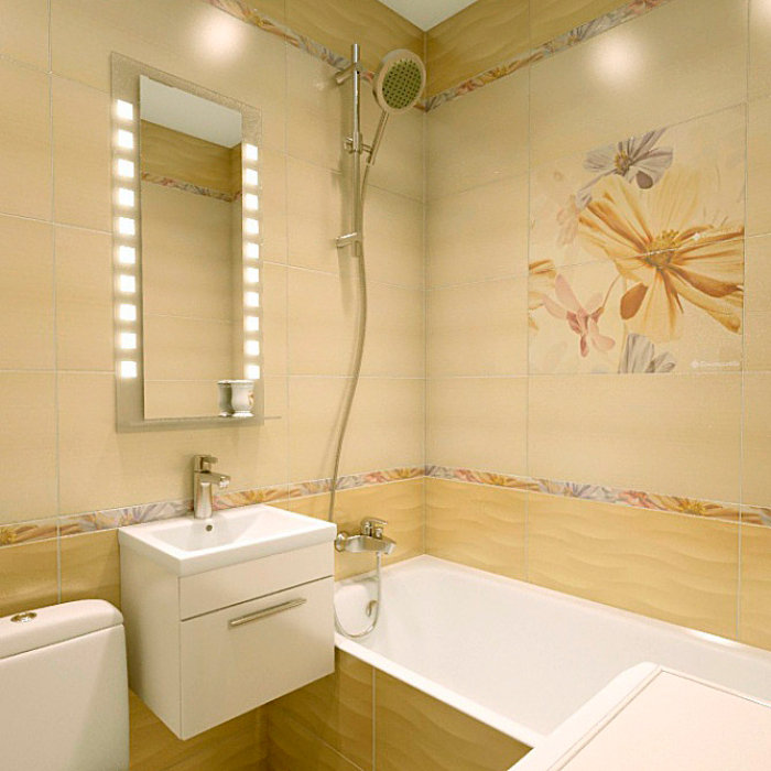 Дизайн ванной комнаты и туалета облицованных керамической плиткой