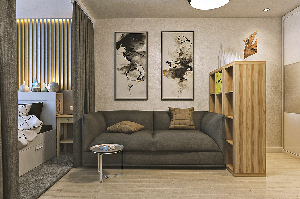 Гостиная и спальня в одной комнате – зонирование и дизайн интерьера, фото вариантов