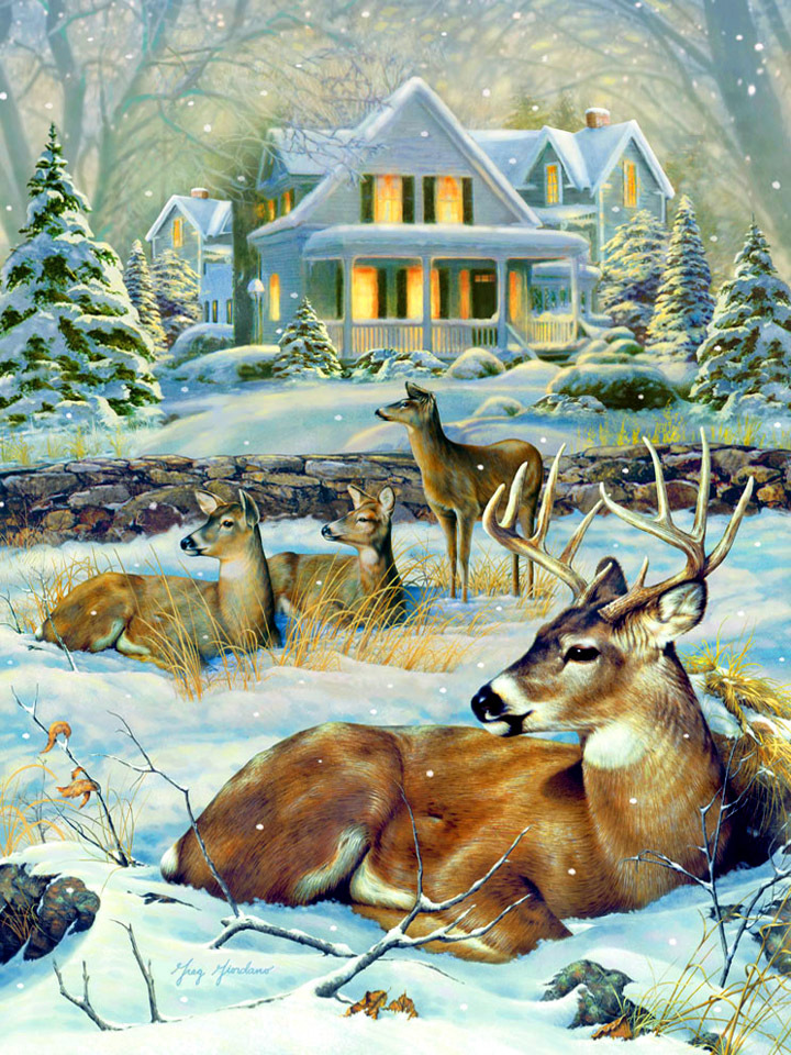 Схемы вышивки крестом зима: олени в зимнем лесу, скачать деревню бесплатно, вечер праздничный и русская ночь