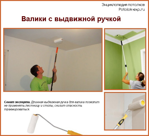 Как правильно красить потолок валиком, фото и видео инструкции
