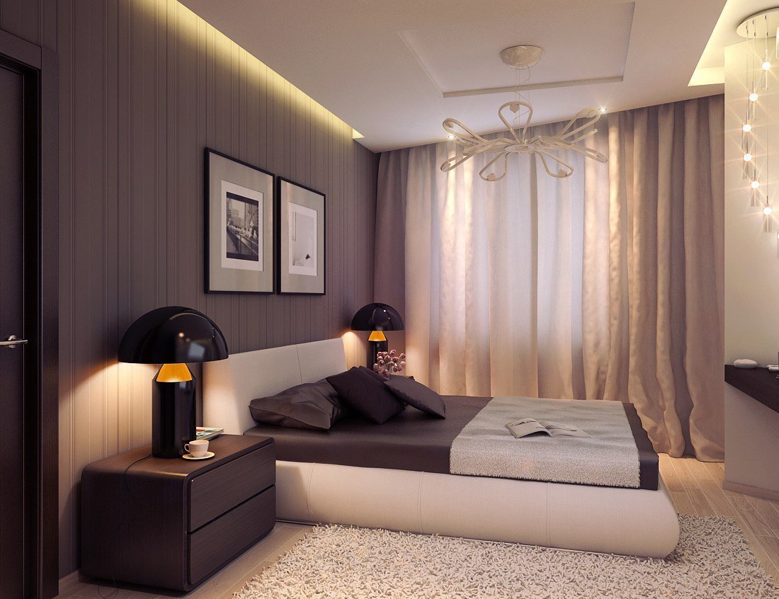 Дизайн спальной комнаты — простой интерьер