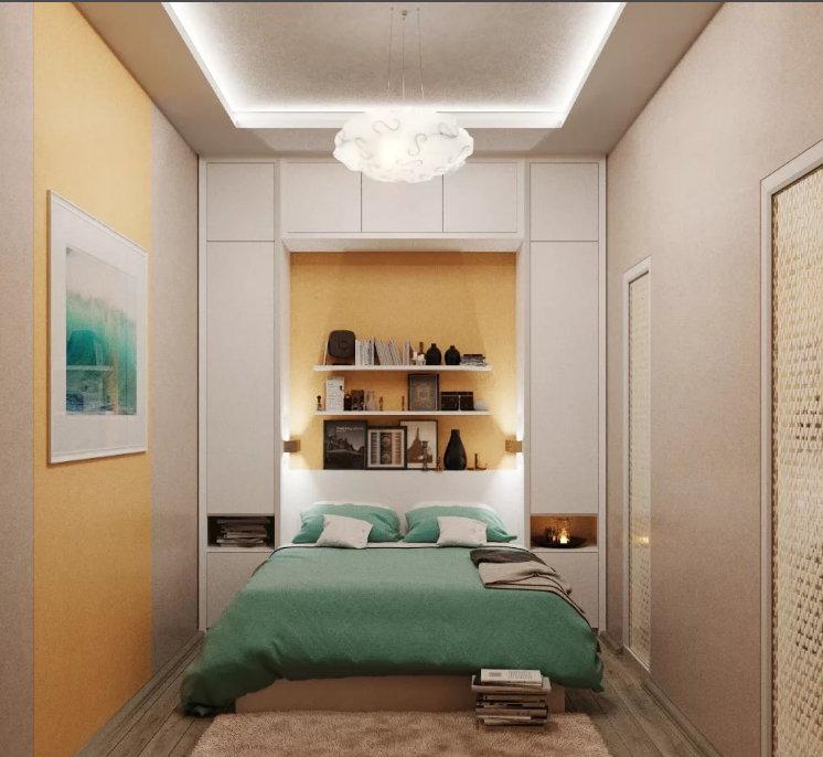 Дизайн прямоугольной гостиной комнаты 17 кв м, спальни с гардеробом - 37 фото