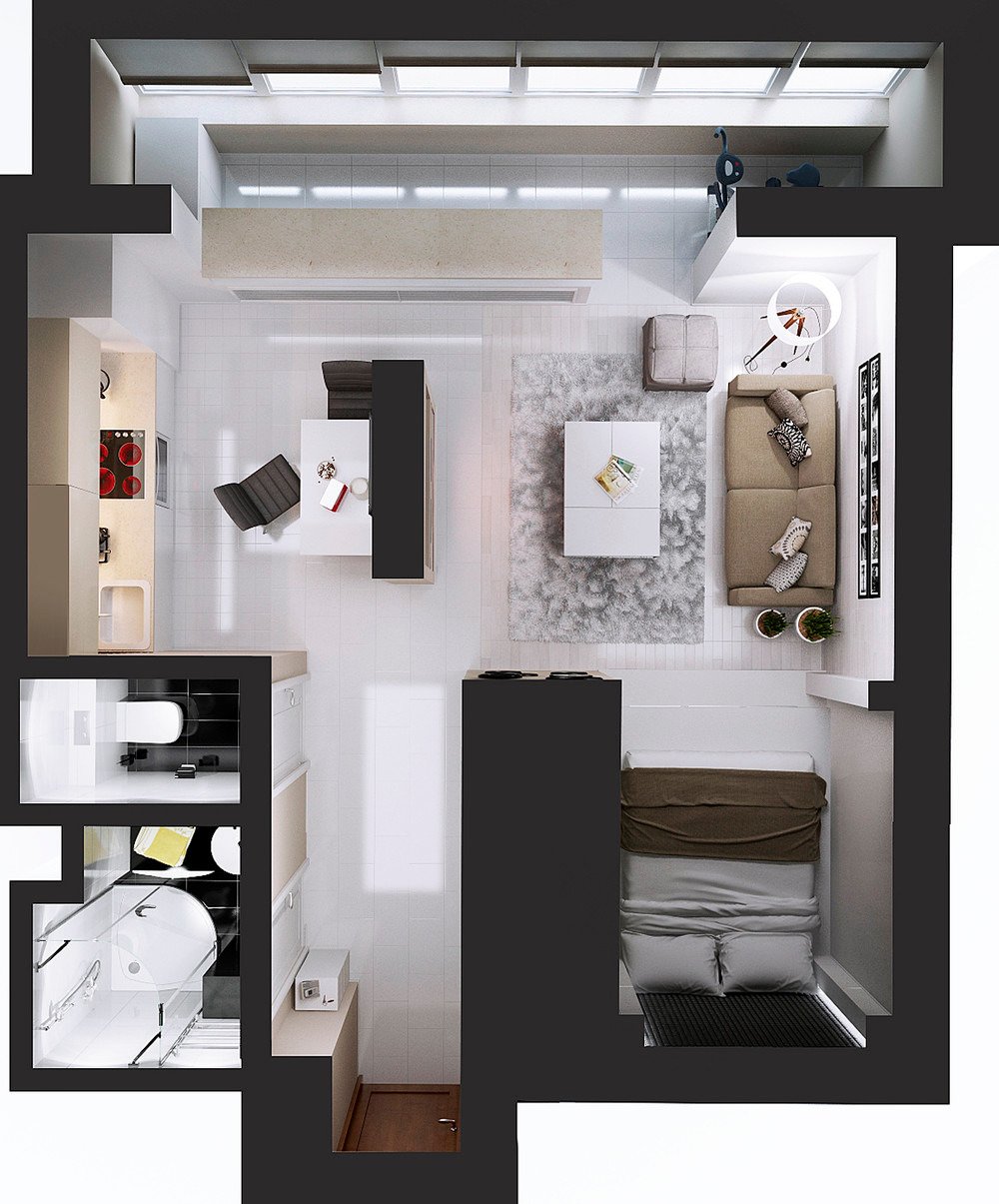 Дизайн 1-комнатной квартиры 30-35 кв. м. в панельном доме. 12 фото ремонта