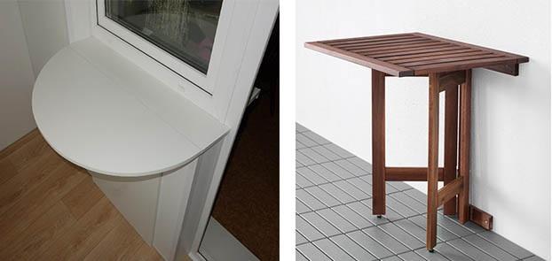 Варианты стиля и дизайна откидного стола в интерьер балкона или лоджии