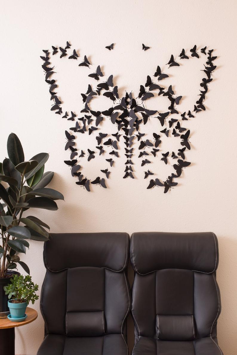Декоративные бабочки на стену своими руками: бумага, ткань, картон