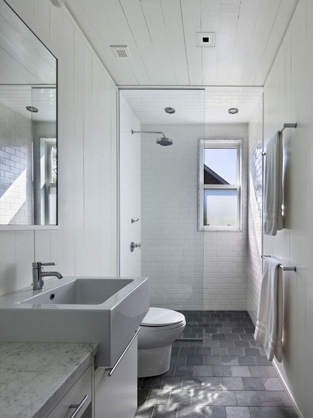 Узкая длинная ванная комната дизайн фото