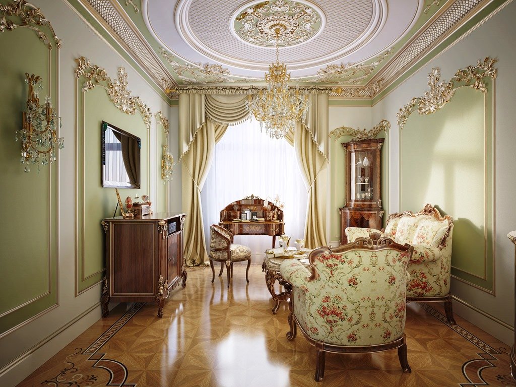 Гостиная в стиле барокко - 100 фото уютного и красивого дизайна